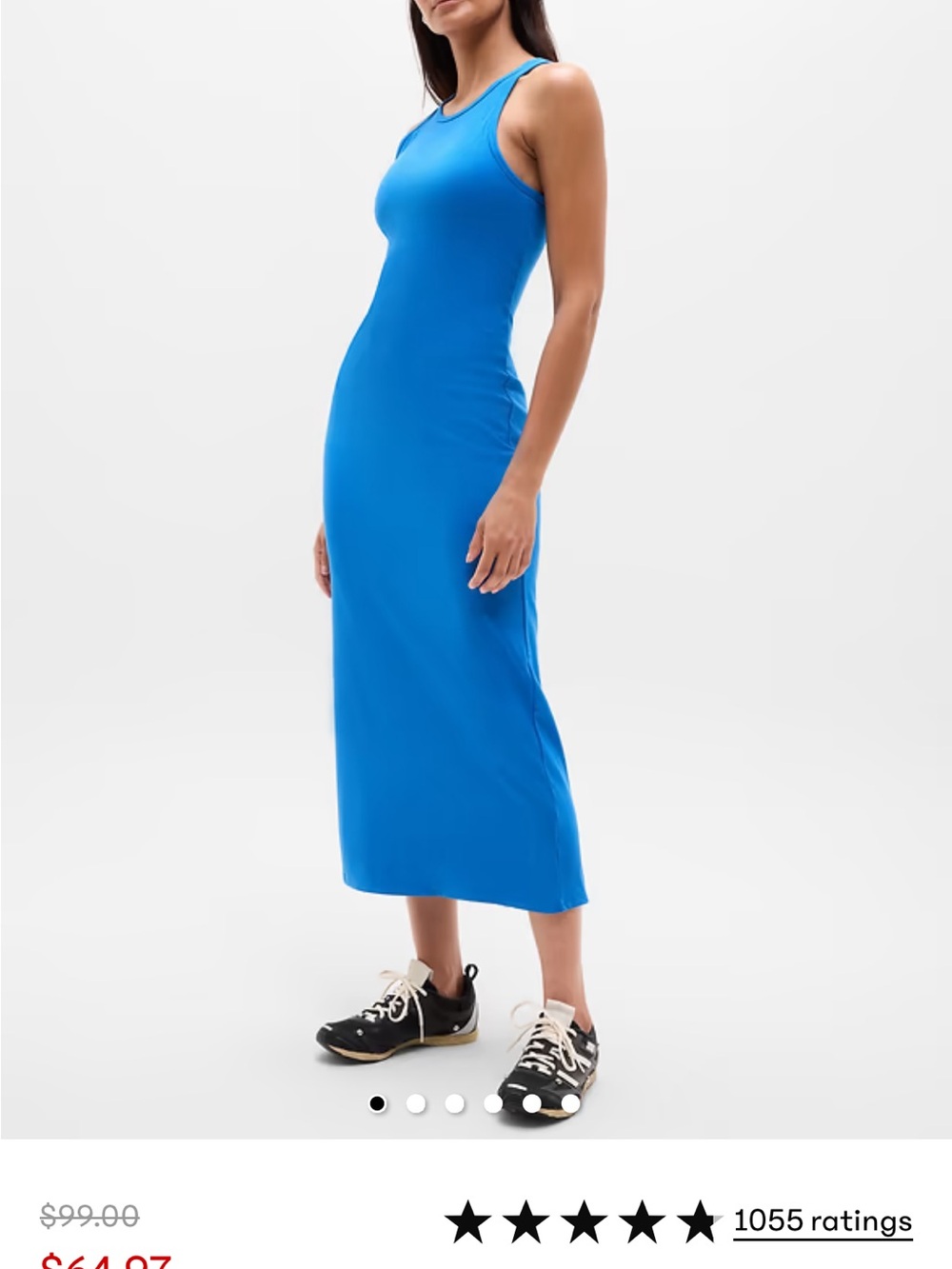 Athleta Vibrant Blue Sleeveless Tank Midi Dress